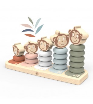 Joc de stivuire Familia maimuticilor, Speedy Monkey - Jucării de lemn si Montessori