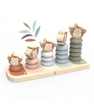 Joc de stivuire Familia maimuticilor, Speedy Monkey - Jucării de lemn si Montessori