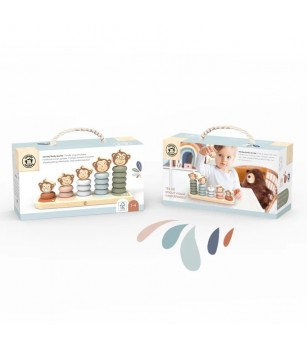 Joc de stivuire Familia maimuticilor, Speedy Monkey - Jucării de lemn si Montessori