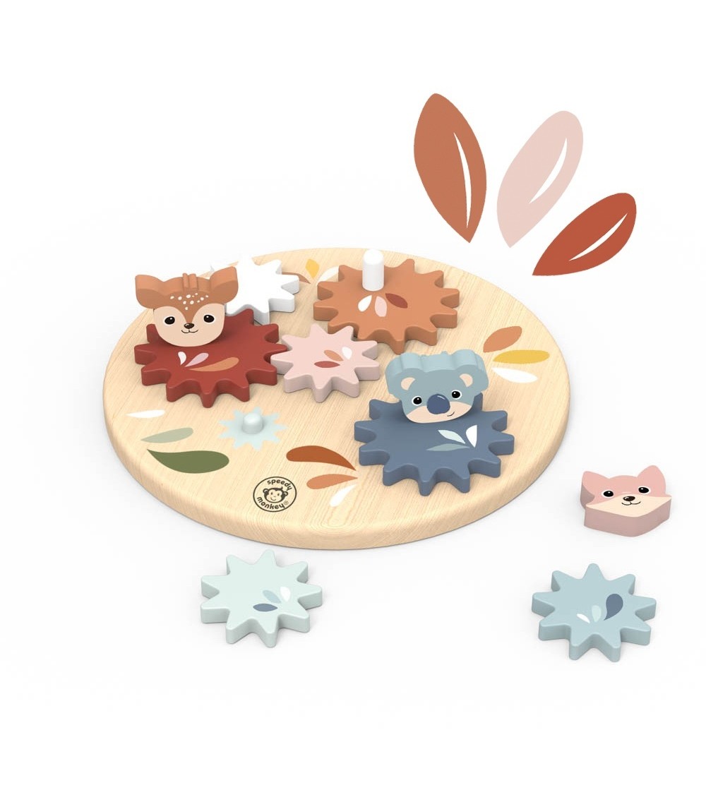 Jucarie interactiva cu roti dintate, Speedy Monkey - Jucării de lemn si Montessori