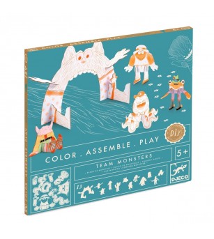 Kit Creativ Monstri de Colorat si Asamblat, Djeco - Seturi creative DIY