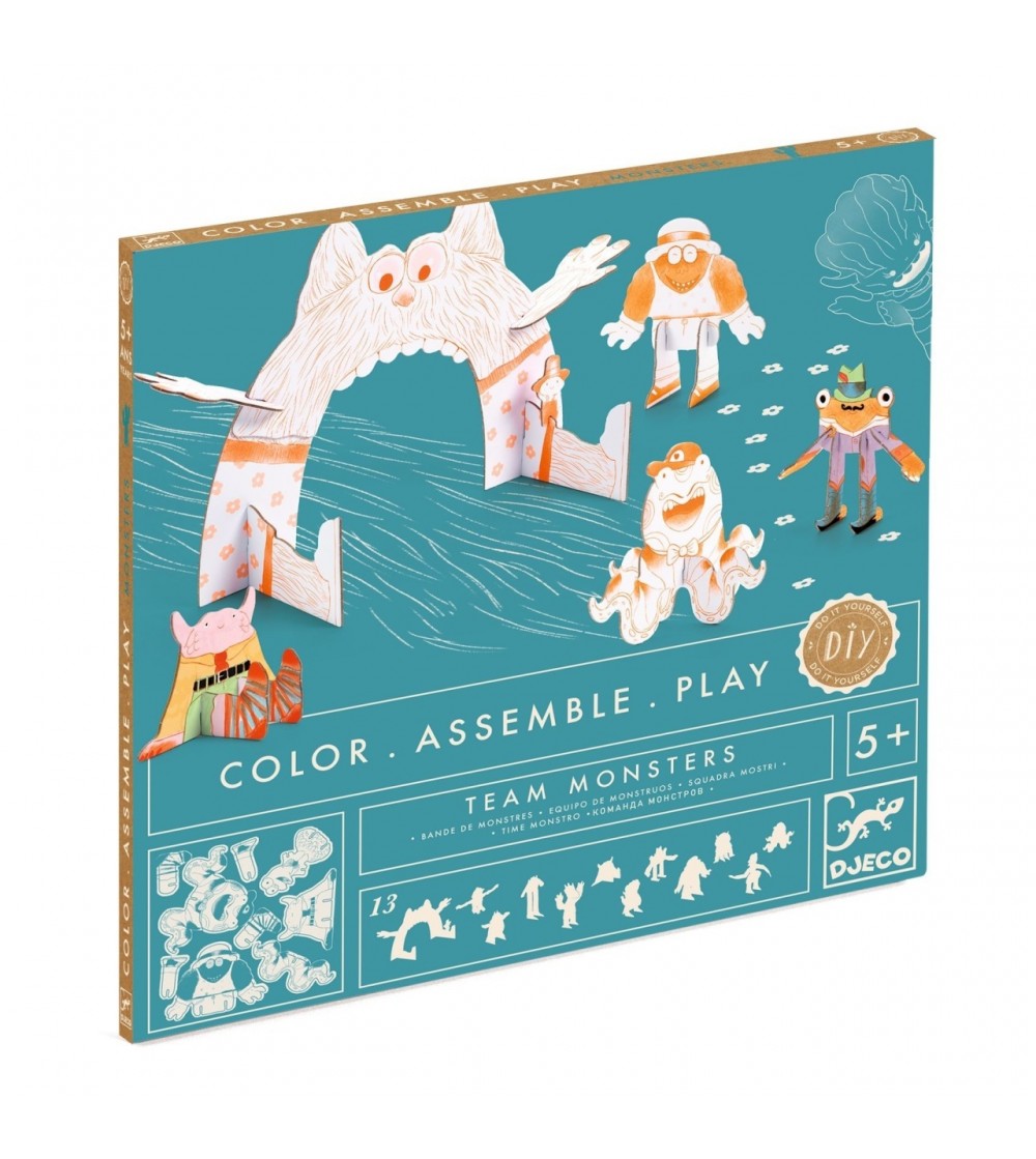 Kit Creativ Monstri de Colorat si Asamblat, Djeco - Seturi creative DIY