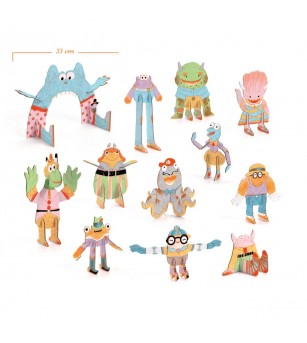 Kit Creativ Monstri de Colorat si Asamblat, Djeco - Seturi creative DIY