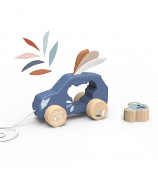 Masinuta de tras din lemn, Speedy Monkey - Jucării de tras și împins