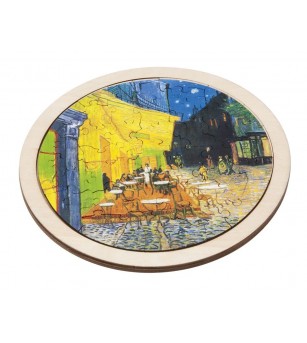 Puzzle arta rotund din lemn Cafe de Nuit, Fridolin - Puzzle lemn
