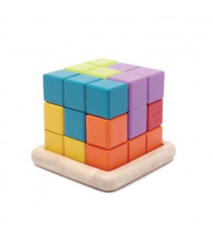 Puzzle cub 3D colorat din lemn, Svoora - Jocuri logică