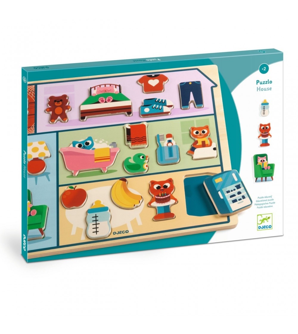 Puzzle din lemn Acasa, Djeco - Puzzle incastru