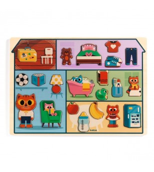 Puzzle din lemn Acasa, Djeco - Puzzle incastru