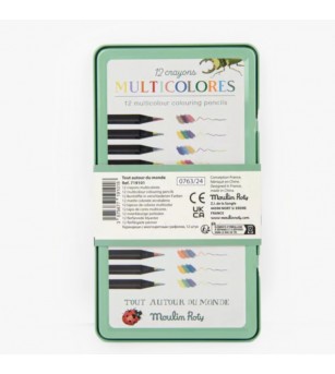 Set 12 creioane colorate multicolore, Moulin Roty - Rechizite
