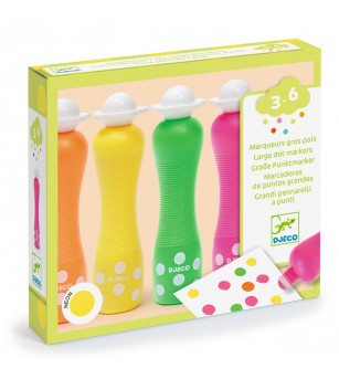Set 4 markere culori neon pentru bebe, Djeco - Carioci si markere