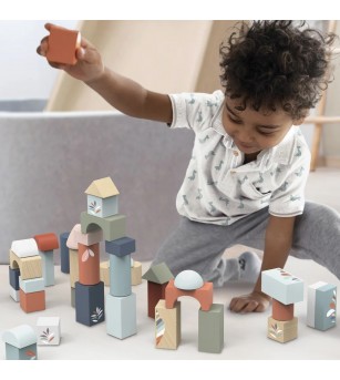 Set 50 cuburi de construit, Speedy Monkey - Jucării de lemn si Montessori