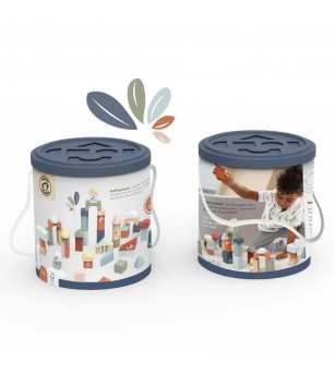 Set 50 cuburi de construit, Speedy Monkey - Jucării de lemn si Montessori