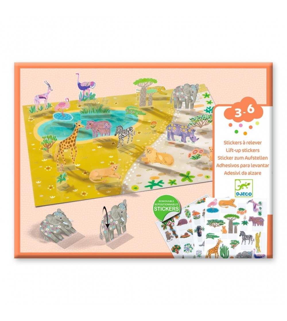 Set creativ de stickere reutilizabile Animale, Djeco - Stickere copii și abțibilduri