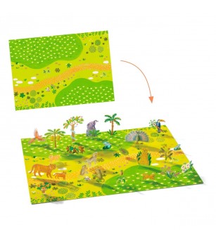 Set creativ de stickere reutilizabile Animale, Djeco - Stickere copii și abțibilduri