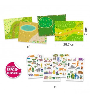 Set creativ de stickere reutilizabile Animale, Djeco - Stickere copii și abțibilduri
