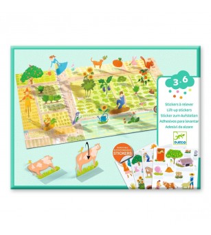 Set creativ de stickere reutilizabile Ferma, Djeco - Stickere copii și abțibilduri