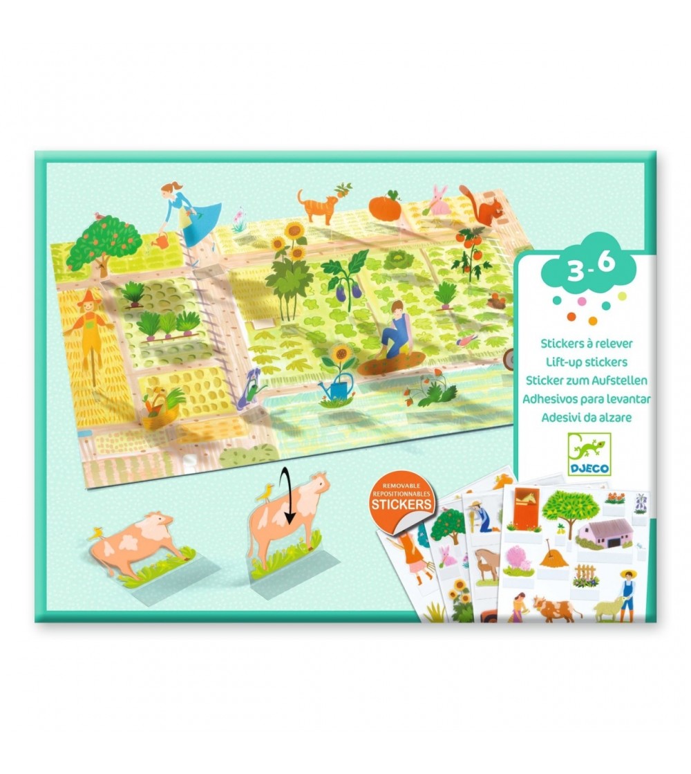 Set creativ de stickere reutilizabile Ferma, Djeco - Stickere copii și abțibilduri