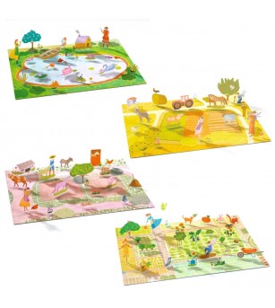 Set creativ de stickere reutilizabile Ferma, Djeco - Stickere copii și abțibilduri