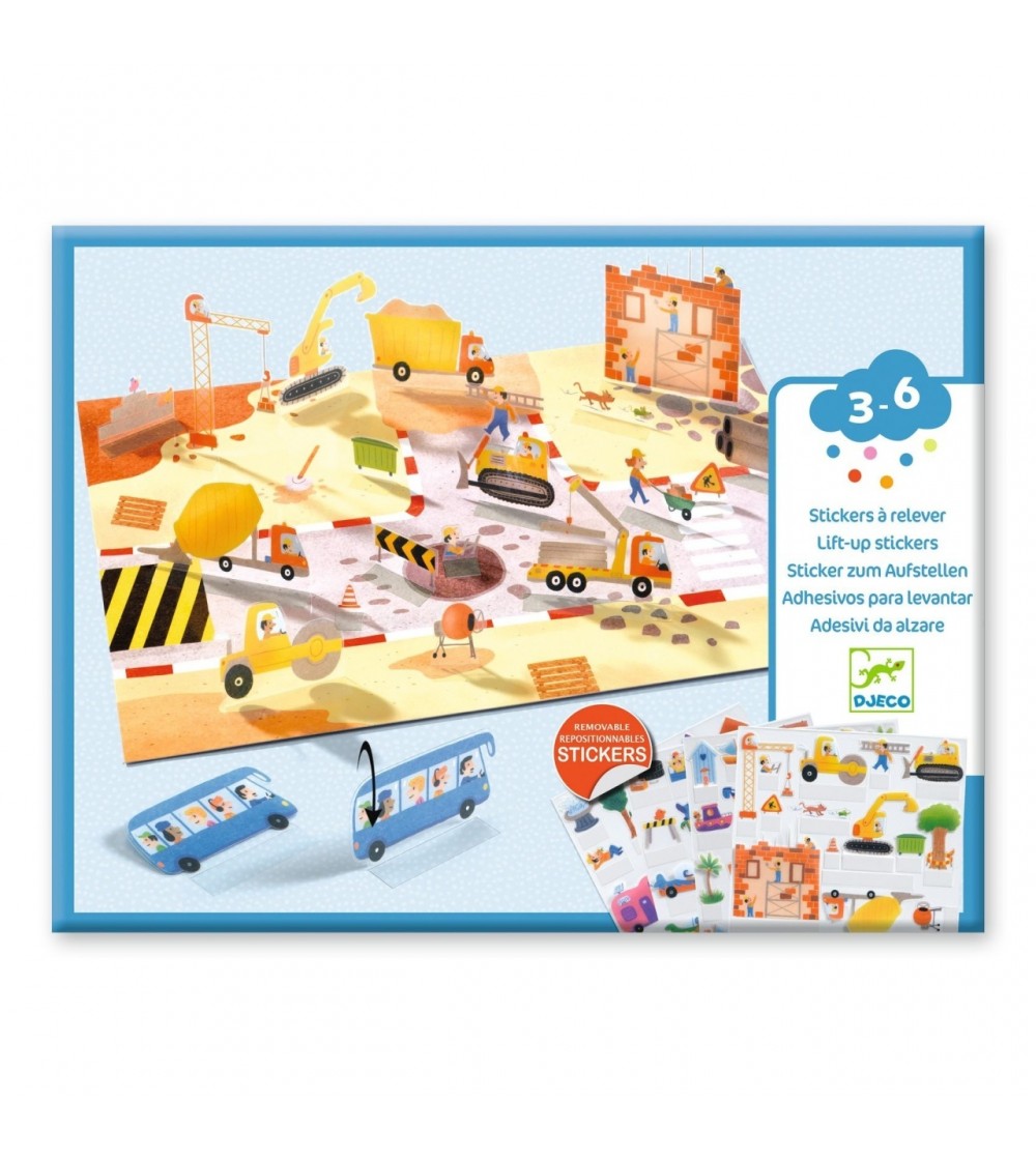 Set creativ de stickere reutilizabile Masini, Djeco - Stickere copii și abțibilduri