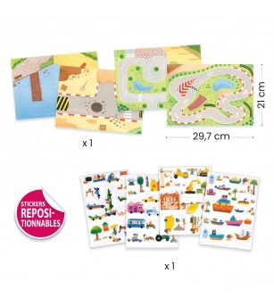 Set creativ de stickere reutilizabile Masini, Djeco - Stickere copii și abțibilduri
