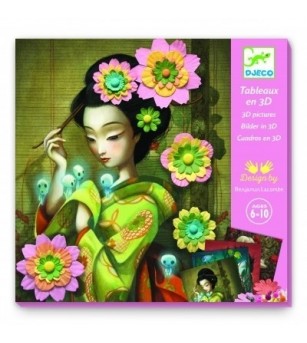 Set creativ Portrete cu flori din hartie, Djeco - Seturi cu hârtie și quilling