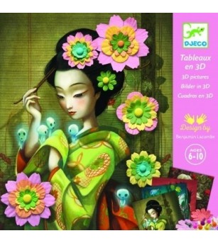 Set creativ Portrete cu flori din hartie, Djeco - Seturi cu hârtie și quilling