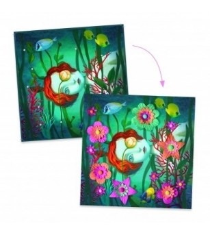 Set creativ Portrete cu flori din hartie, Djeco - Seturi cu hârtie și quilling