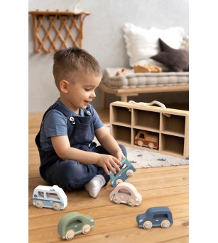 Set de 6 masinute din lemn, Speedy Monkey - Vehicule de jucărie