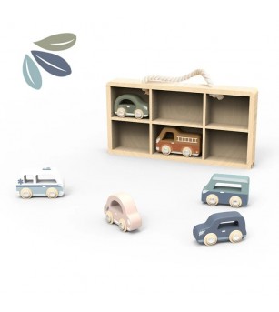 Set de 6 masinute din lemn, Speedy Monkey - Vehicule de jucărie