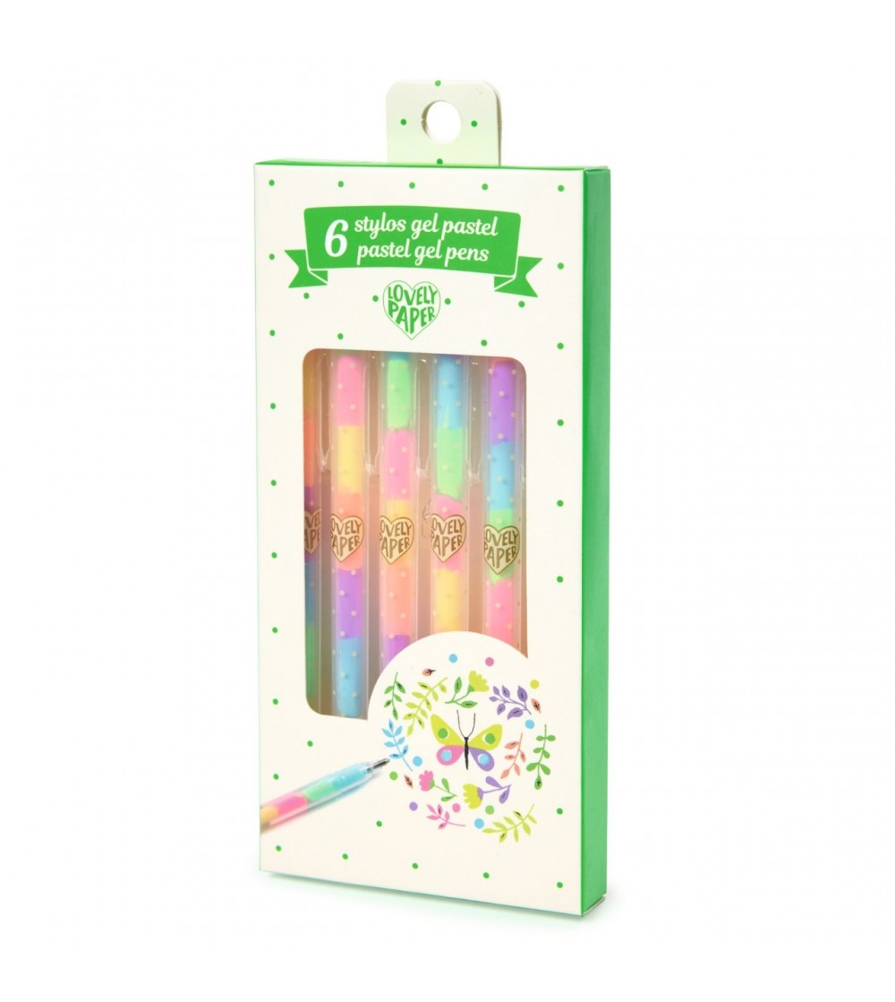 Set fluo roll-gel 6 culori combinate, Djeco - Carioci si markere