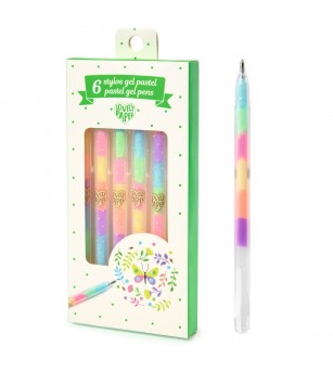Set fluo roll-gel 6 culori combinate, Djeco - Carioci si markere