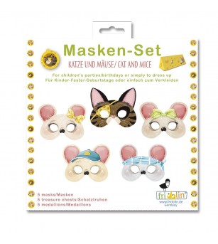 Set masti petrecere Pisica si soarecii, Fridolin - Măști de carnaval