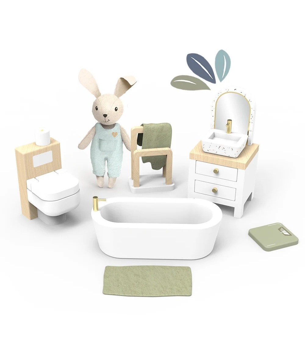 Set mobilier baie pentru casa de papusi, Speedy Monkey - Papusi si jucarii de plus