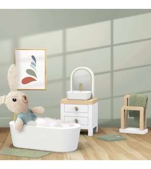 Set mobilier baie pentru casa de papusi, Speedy Monkey - Papusi si jucarii de plus