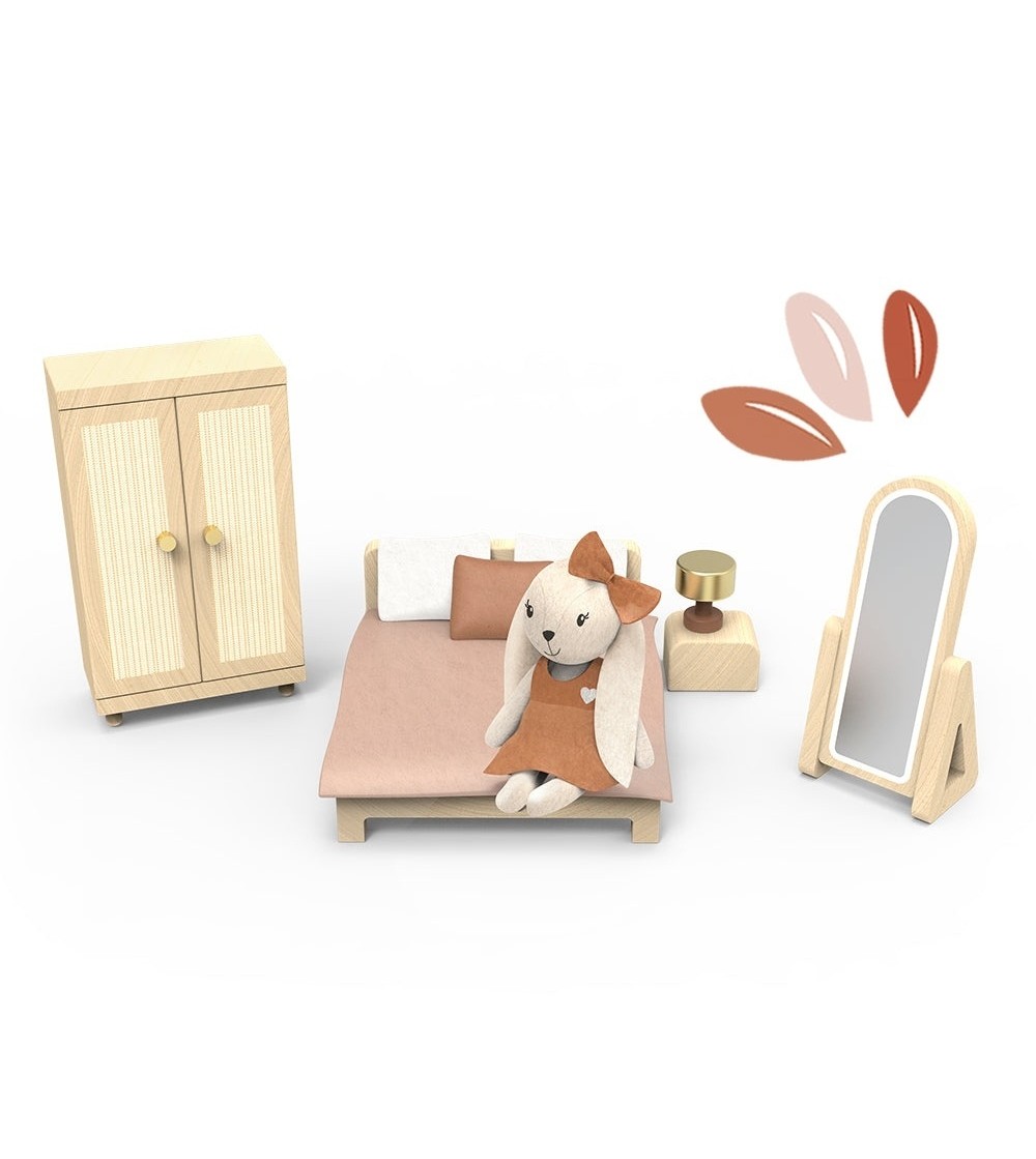 Set mobilier dormitor pentru casa de papusi, Speedy Monkey - Papusi si jucarii de plus