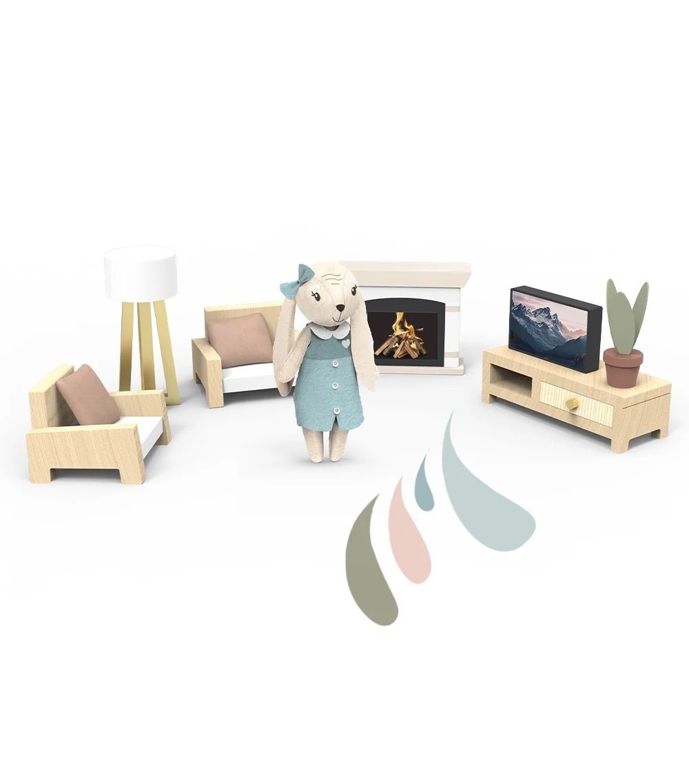 Set mobilier living pentru casa de papusi , Speedy Monkey - Papusi si jucarii de plus