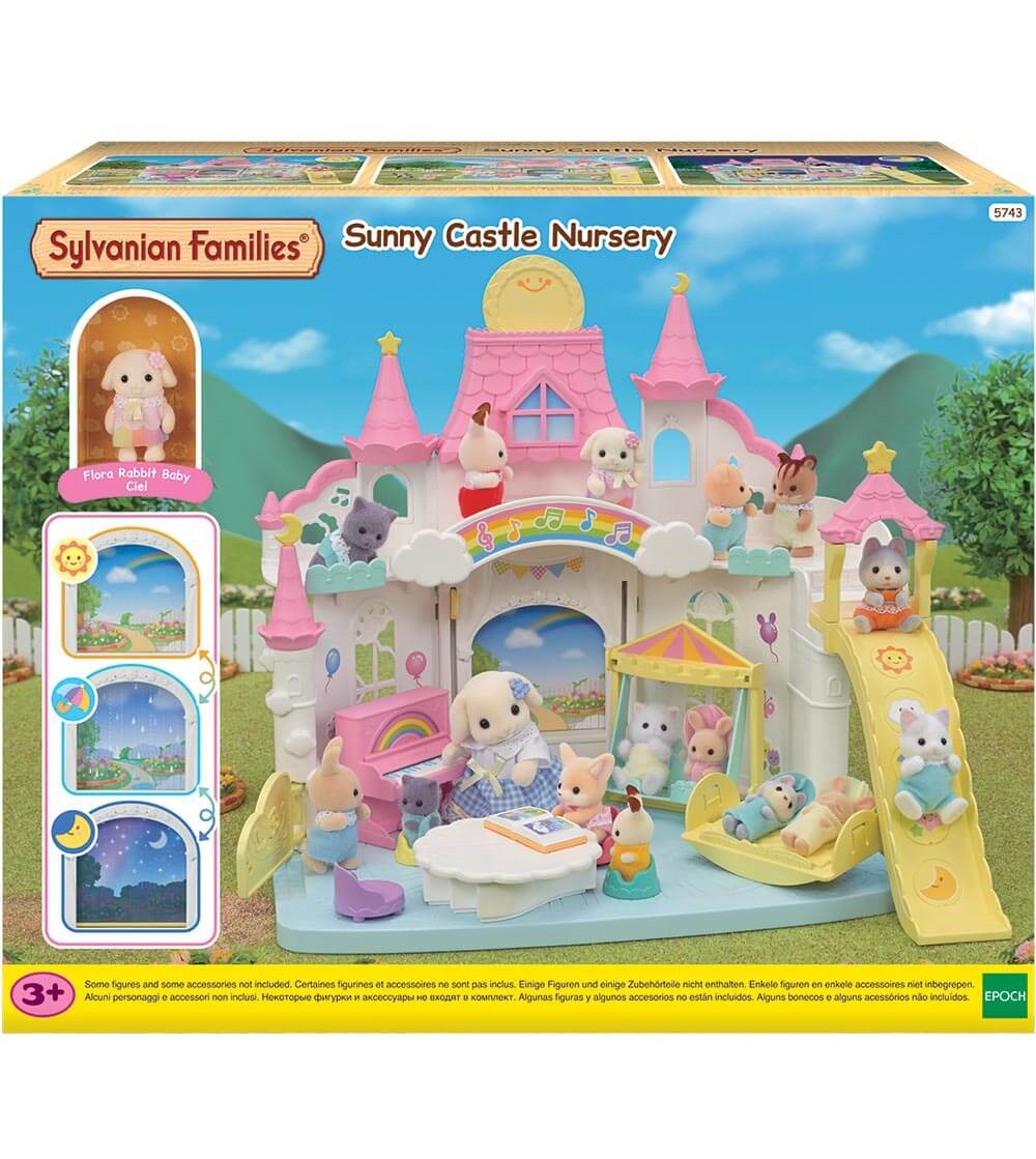 Sylvanian Families 5743 - Grădinița Sunny Castle și figurină iepuraș Flora - Figurine