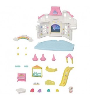 Sylvanian Families 5743 - Grădinița Sunny Castle și figurină iepuraș Flora - Figurine