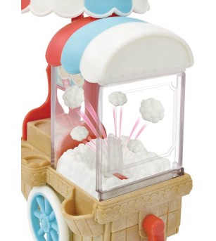 Sylvanian Families 5834 - Set Popcorn Delivery Trike și figurină șoricel Marshmallow - Figurine