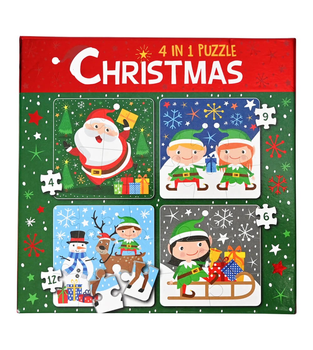 Set Puzzle 4-în-1 WinsHolland - Crăciun - Jucării pe vârste