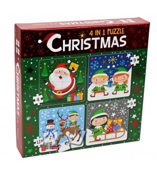 Set Puzzle 4-în-1 WinsHolland - Crăciun - Jucării pe vârste