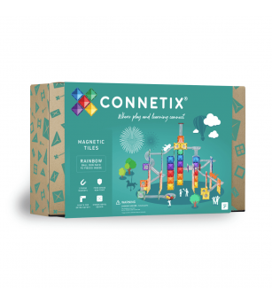 Set Connetix 92 piese magnetice de construcție, Rainbow Ball Run Pack - Jucarii magnetice