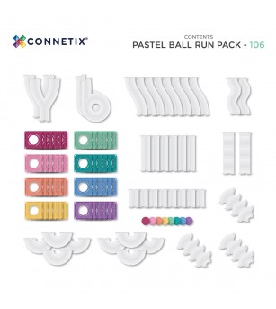 Set Connetix 106 piese magnetice de construcție, Pastel Ball Run Pack - Jucarii magnetice