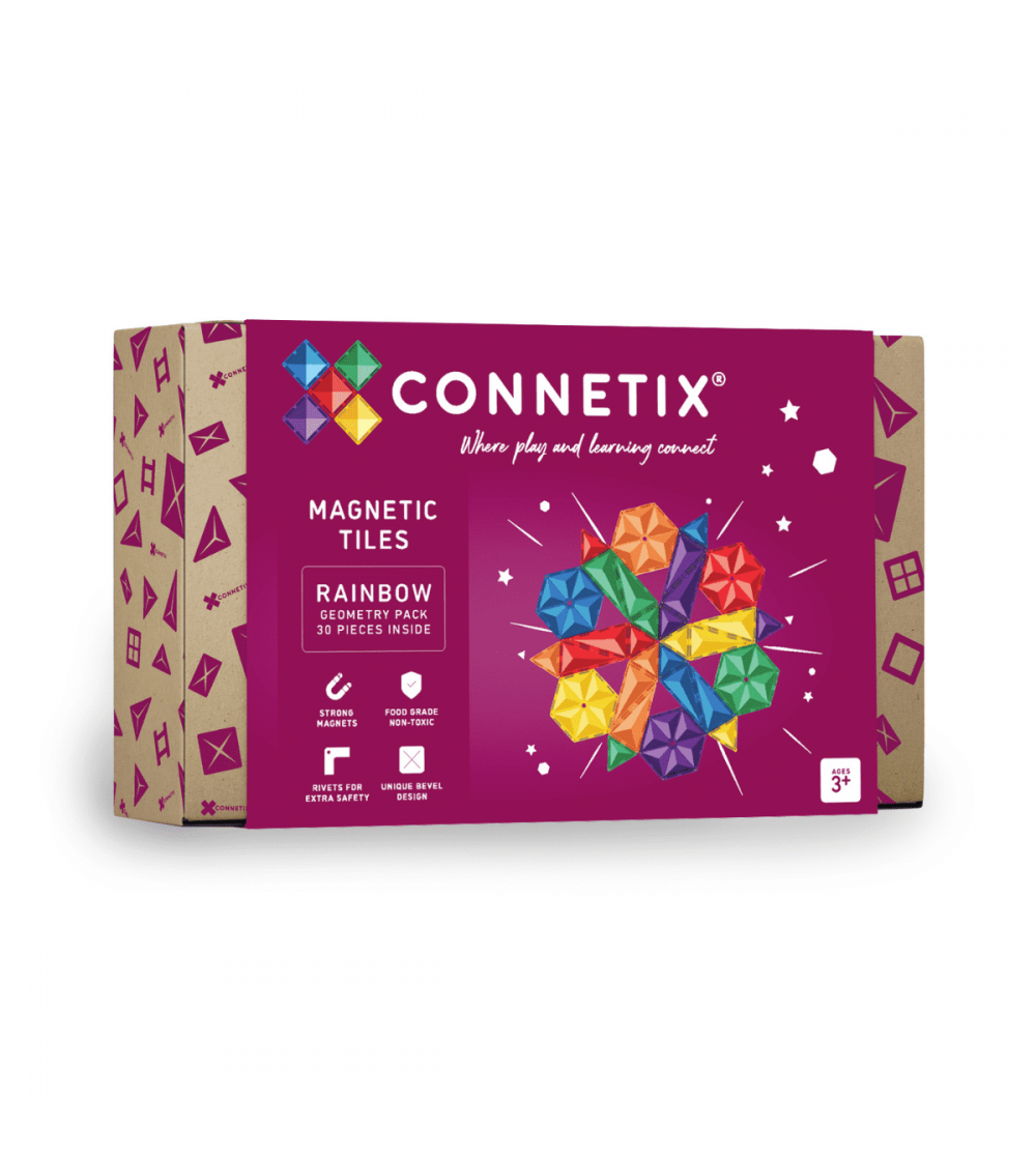Set Connetix 30 piese magnetice de construcție, Rainbow Geometry - Jucarii magnetice