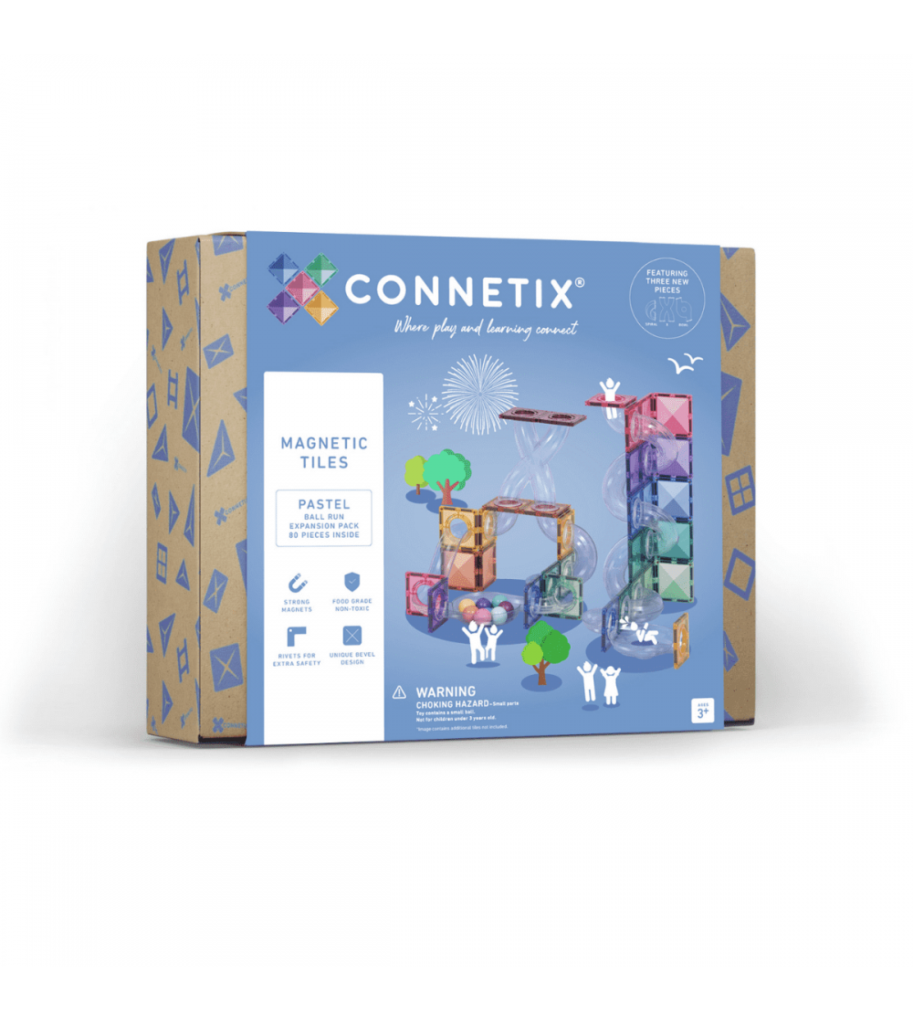 Set Connetix 80 piese magnetice de construcție, Pastel Ball Run Expansion Pack - Jucarii magnetice