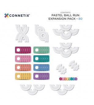 Set Connetix 80 piese magnetice de construcție, Pastel Ball Run Expansion Pack - Jucarii magnetice