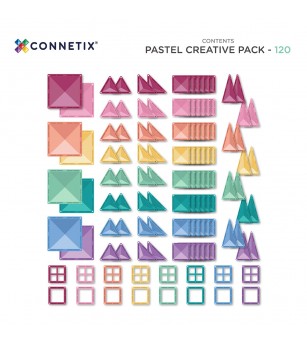 Set Connetix 120 piese magnetice de construcție, Pastel Creative - Jucarii magnetice
