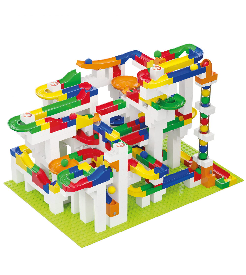 Jucarie Marble Run mega cutie de constructie Hubelino (585 piese) - CUTIE USOR DETERIORATA - Jocuri construcție