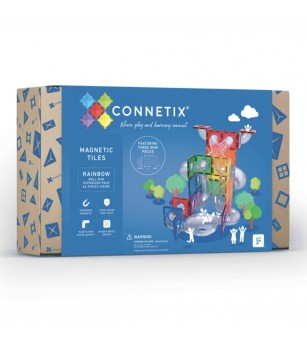Set Connetix 66 piese magnetice de construcție, Rainbow Ball Run Expansion Pack - Jucarii magnetice