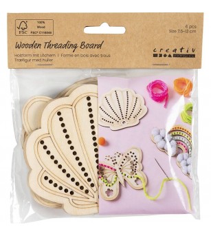 Set figurine din lemn cu găuri – Curcubeu, scoică, fluture - Art and crafts